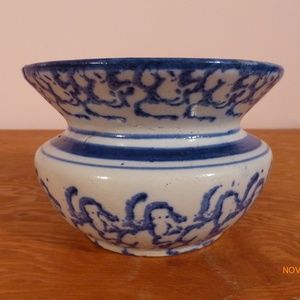Blue and White Stoneware Chamber Pot 1800's